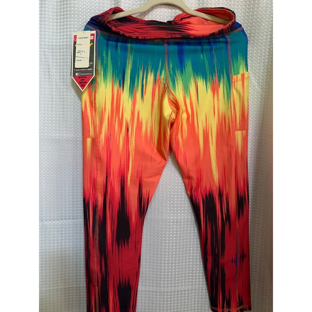 Take A Walk womens Multi Color Abstract Flame Print Active Leggings 76519B Large
